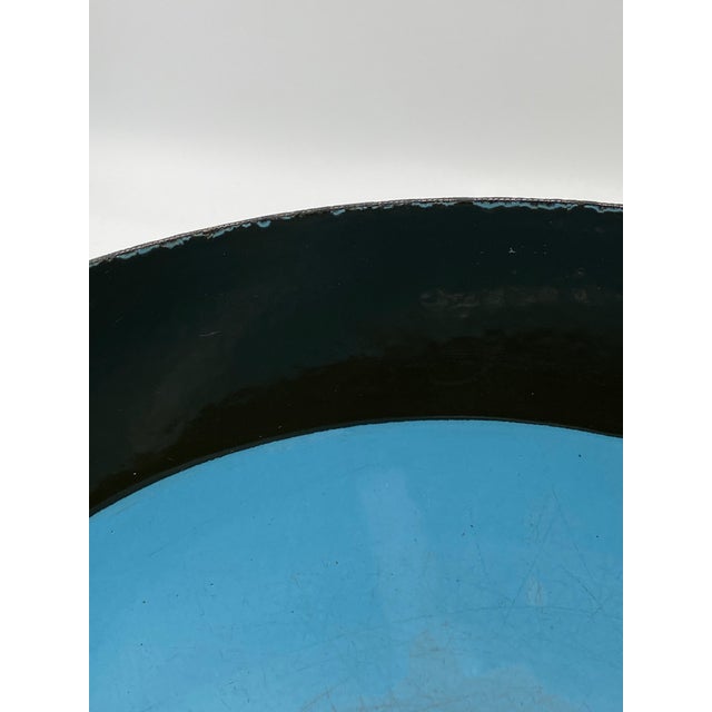 Black Danish Modern Krenit Style Enamel Bowl in Turquoise and Black For Sale - Image 8 of 10