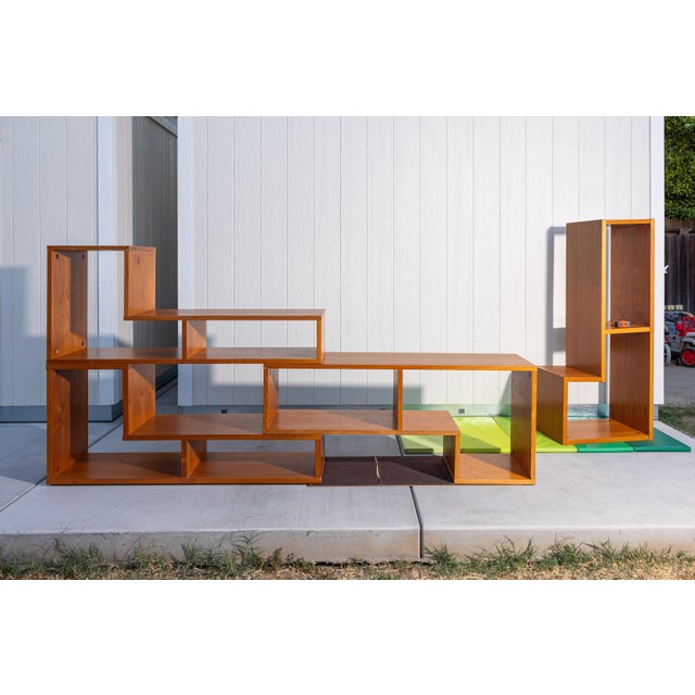 Vintage Scandinavian Teak Modular Puzzle Wall Unit Room Divider, 4 Pieces For Sale - Image 12 of 18