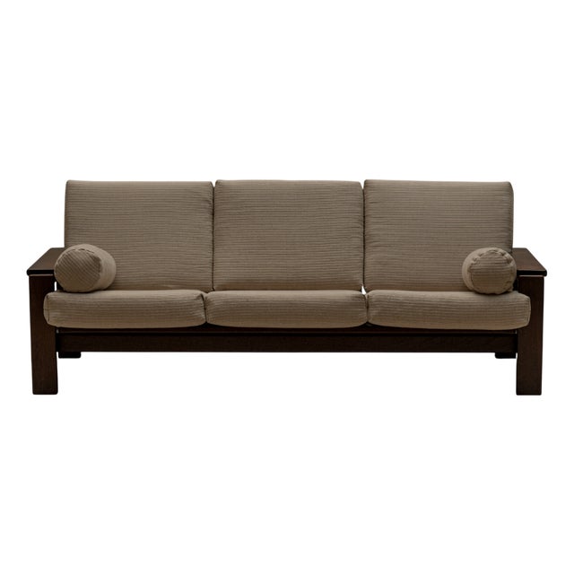 Mid-Century Modern Wengé Three-Seater Sofa, 1970s For Sale