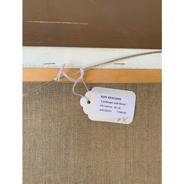 "Sheep at Sunrise" Contemporary Landscape Oil Painting by Ron Rencher, Framed For Sale - Image 10 of 11