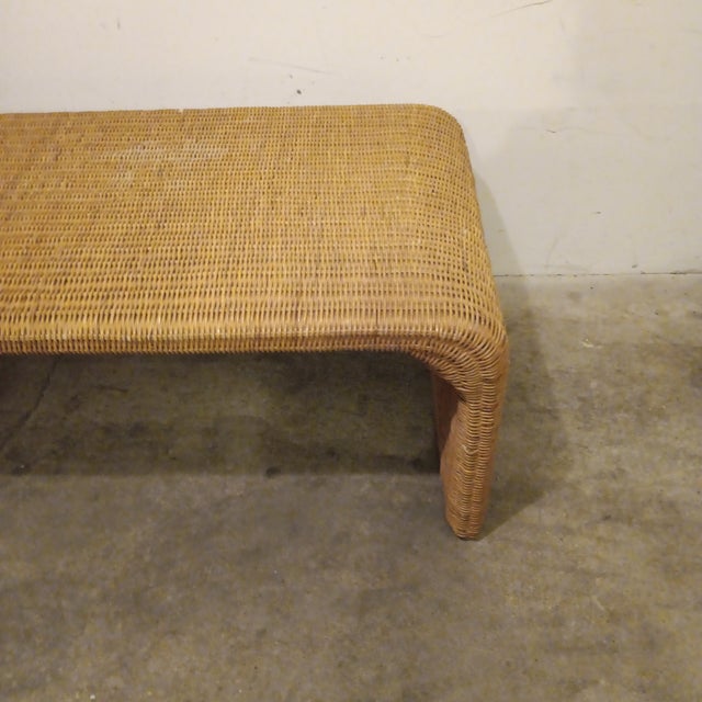 Mid 20th Century Vintage Natural Wicker Rattan Coffee Table For Sale - Image 5 of 18
