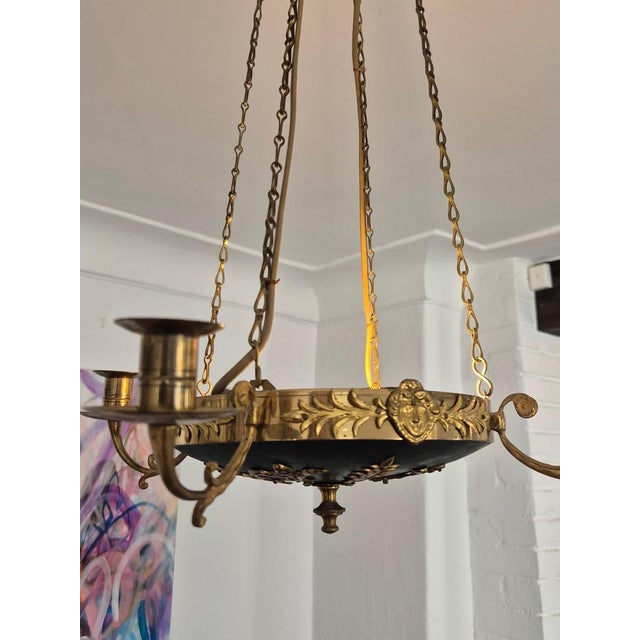 Pendant Light in Brass with Two Light Sockets, 1890s For Sale - Image 9 of 14