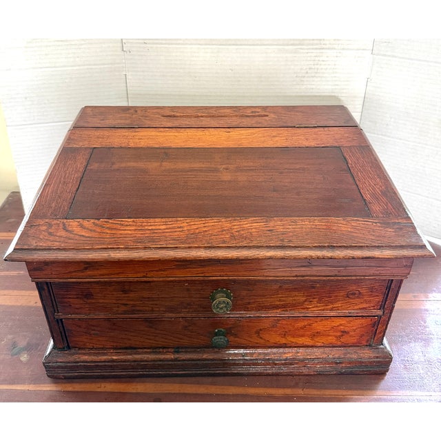 Traditional Early 1900s Clark's Oak Spool 3 Compartment Desk/Cabinet For Sale - Image 3 of 11