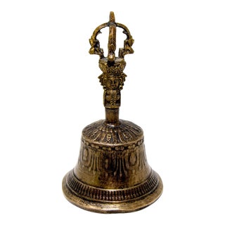 Antique Asian Bronze Buddhist Bell Tibetan Meditation Prayer Ghanta Bell For Sale