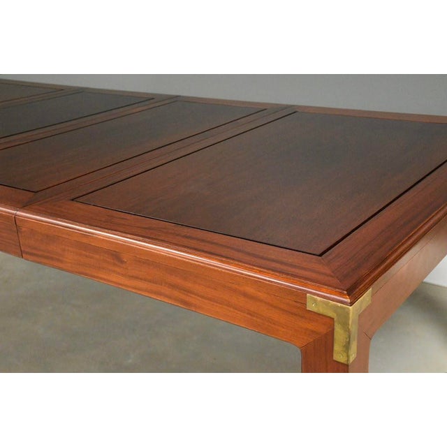 Vintage Solid Mahogany and Brass Dining Table For Sale - Image 11 of 13