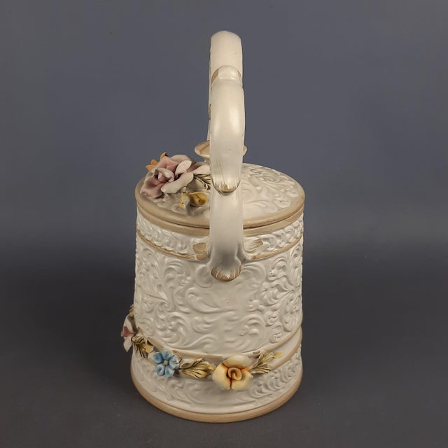 1970s Capodimonte Ceramic Jug Pourer with Flowers in Relief, 1970s For Sale - Image 5 of 14