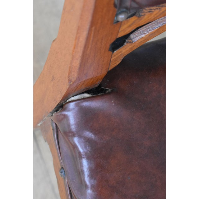 Wood 19th Century Victorian English Oak Dining Chairs, Set of 6 For Sale - Image 7 of 8