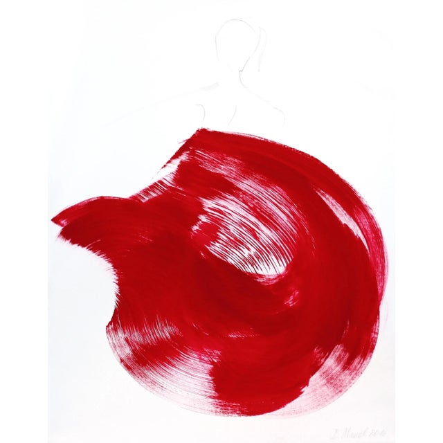 Red Abstract Figurative Oil Painting "The Red Dress 1" - Framed Artwork by Bettina Mauel For Sale - Image 8 of 8