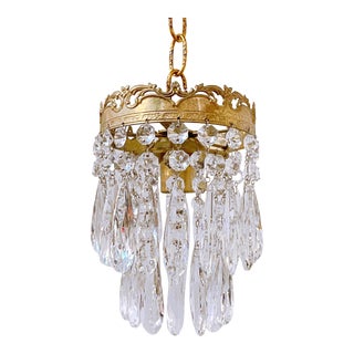 Antique Small Brass Rim Chandelier For Sale