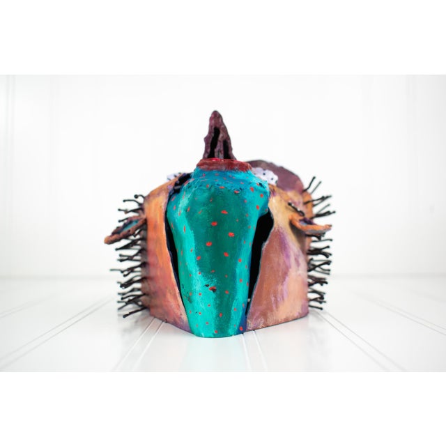 Listed Artist Bill Hickman Handmade Metal Postmodern Abstract Mask, Late 1990s For Sale In Minneapolis - Image 6 of 11