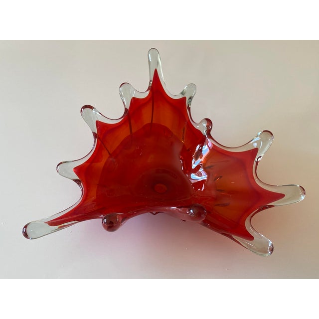 1960s Large Mid-Century Red Pop Art Splash Murano Glass Bowl For Sale - Image 12 of 12