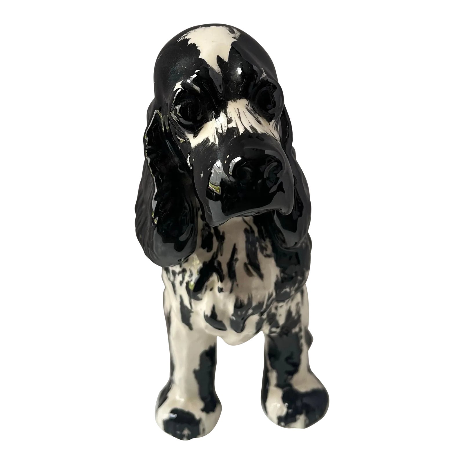 Late 20th Century English Black & White Springer Spaniel Figurine ...