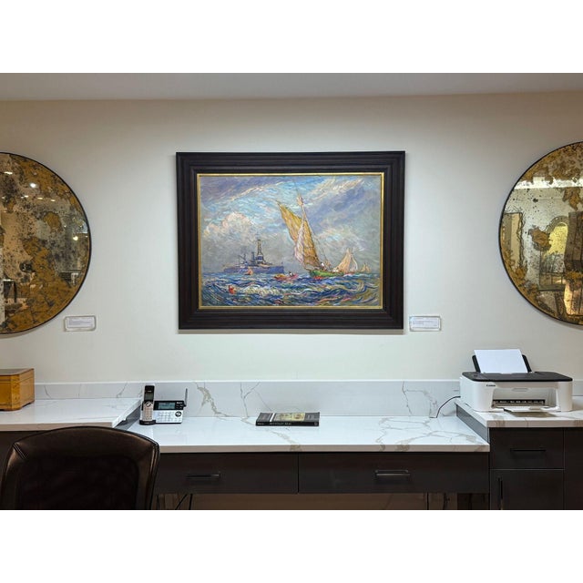 Reynolds Beal, Impressionist Oil Painting, Uss Utah Rockport Mass, American 1928 For Sale - Image 10 of 12