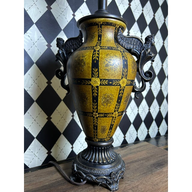 Vintage Neoclassical-Style Figural Urn Table Lamps With Winged Figures - Pair For Sale - Image 16 of 18