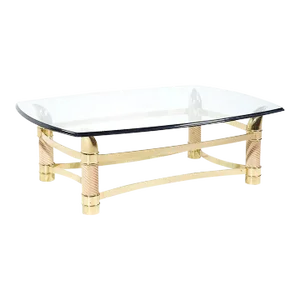 Tommaso Barbi Postmodern Italian Brass Faux Tusk Coffee Table