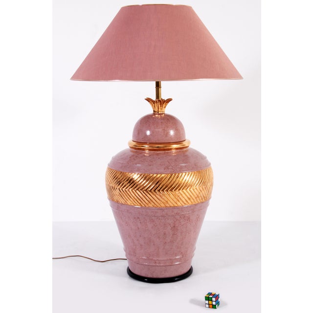 Large Vintage Italian Porcelain Lamp with Gold Detail, 1970s For Sale - Image 18 of 18