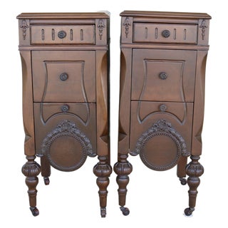 Pair of 1930s Depression Era Upcycled Vanity Nightstands For Sale