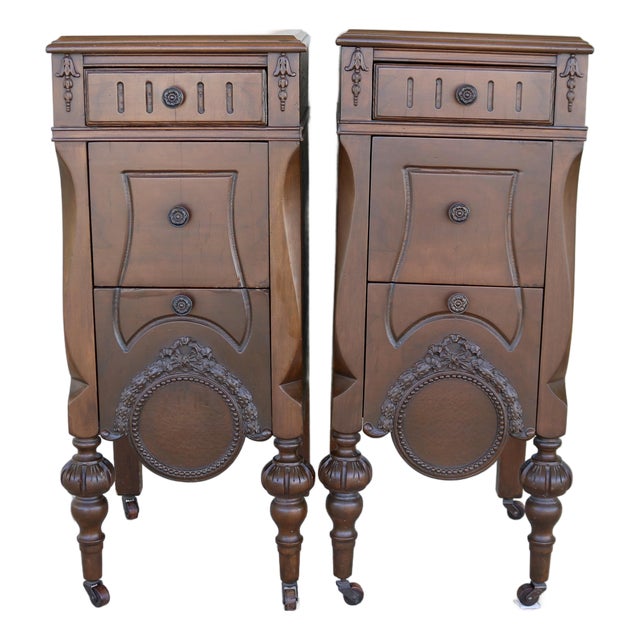 Pair of 1930s Depression Era Upcycled Vanity Nightstands For Sale