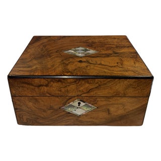 19th Century English Sewing or Jewelry Box With Mother of Pearl Inlay For Sale