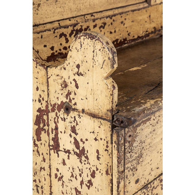 Cream Irish Primitive Painted Pine Settle For Sale - Image 8 of 13