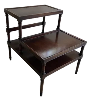 Tiered Side Table With Leather Top