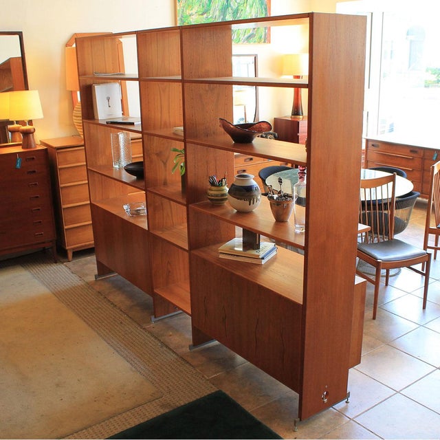 Hans wegner for ry mobler teak 2 3 bay teak wall unit / room divider ... Room møbler