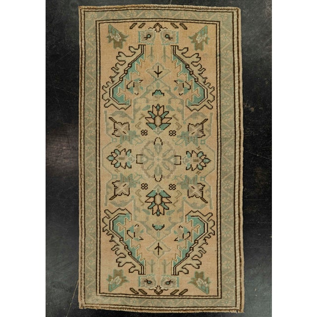 Brown Turkish Mini Rug Oriental Hand Knotted Vintage Rug 1'10" x 3'4" #21092 For Sale - Image 8 of 8