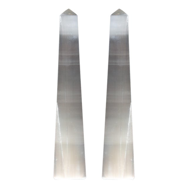 Selenite Obelisk Pair For Sale