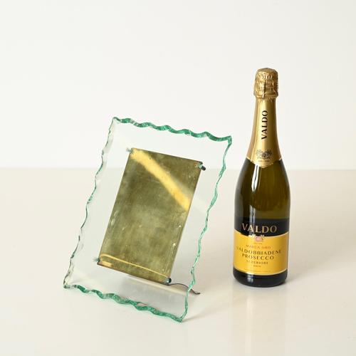 Large Nile Green Chiseled Crystal and Brass Photo Frame from Fontana Arte, Italy, 1940s For Sale - Image 14 of 15