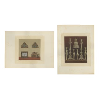 Bavarian Royal Chapel Decorative Objects, Chromolithographs, Munich, 1874, Set of 2 For Sale