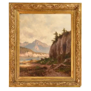 Antique Landscape Painting by Godchaux Emile