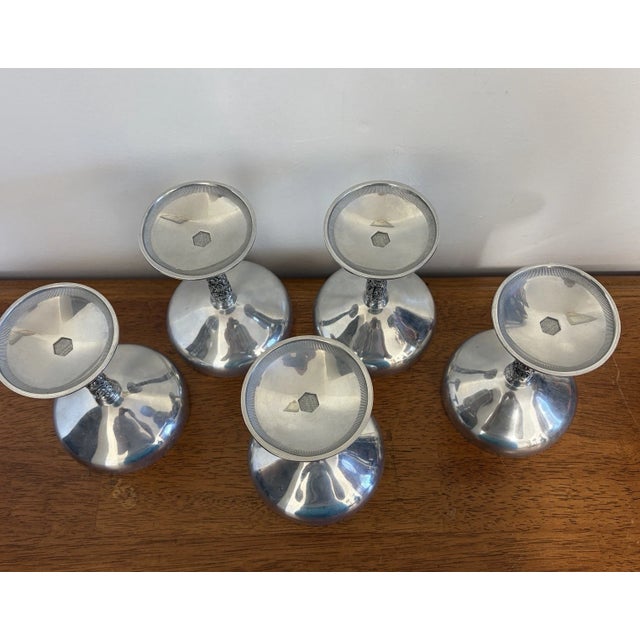 Metal Vintage Spanish Plator Silverstone Silverplate Champagne Goblets, Set of 5 For Sale - Image 7 of 18