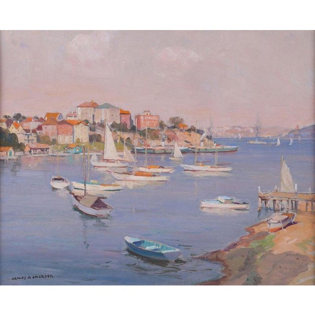 An atmospheric Australian Impressionist marine painting by James Ranalph Jackson (1882–1975), an important Australian...