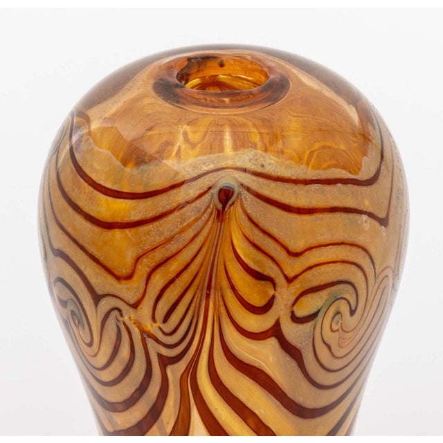Modern Pulled Feather Amber Glass Vase, 1975 For Sale In New York - Image 6 of 8