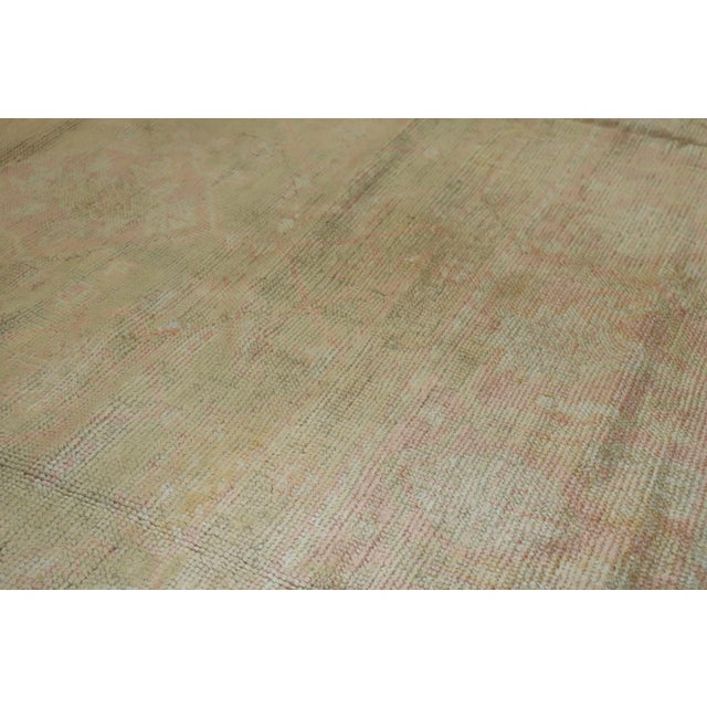 Pale green Pink Antique Oushak Rug - 10' x 13'4" For Sale - Image 11 of 11