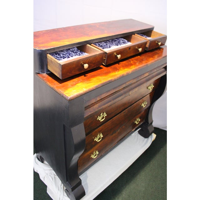 Black Mid 19th Century Empire Chest Mahogany With Black Trim For Sale - Image 8 of 10