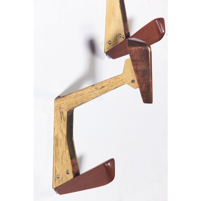 Wood Vintage Azucena Brass Coat Hangers, 1960s, Set of 6 For Sale - Image 7 of 12