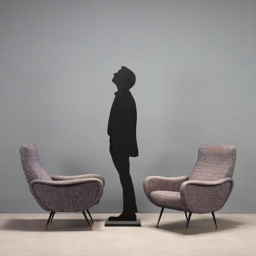 Vintage Armchairs in Fabric, Metal and Brass, 1950s-1960s, Set of 2 For Sale - Image 3 of 10