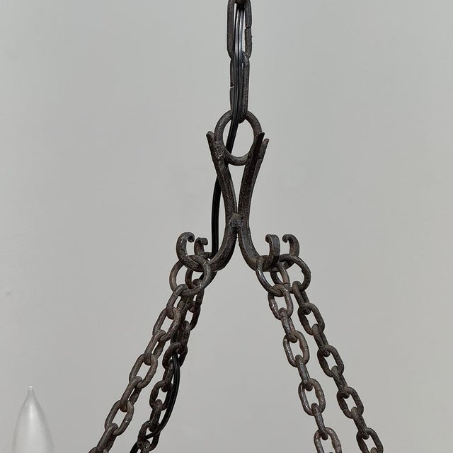 Antique Country French Wrought Iron Chandelier For Sale - Image 9 of 12