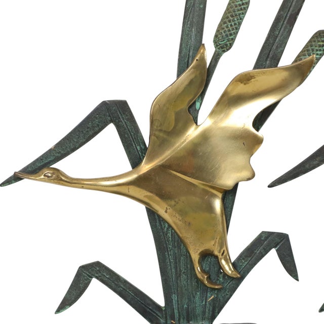 Gold Mid-Century Heron and Duck Figurines in Brass and Green Metal, 1950s, Set of 2 For Sale - Image 8 of 14