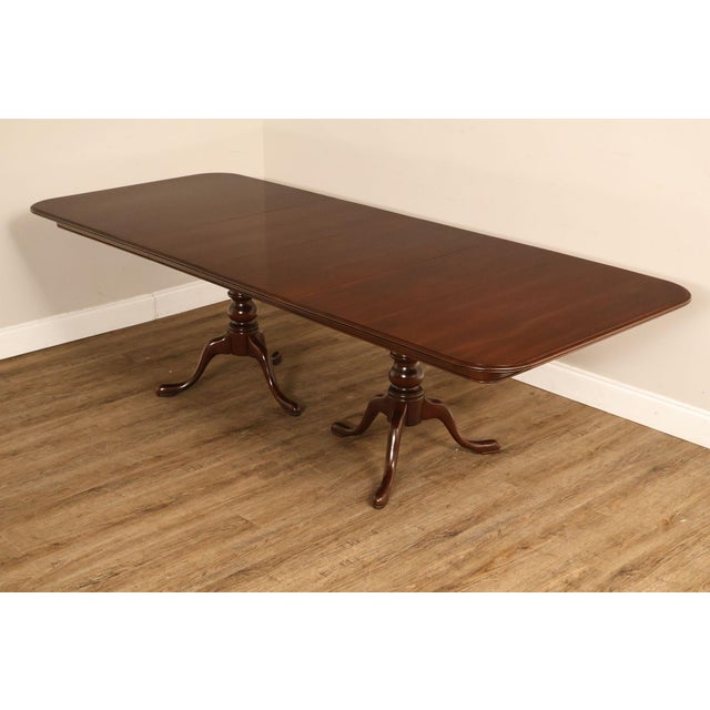 Queen Anne Ethan Allen Georgian Court Queen Anne Style Double Pedestal Cherry Dining Table For Sale - Image 3 of 18