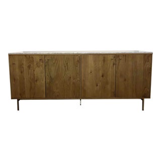 Organic Modern Oak and Marble Sideboard For Sale
