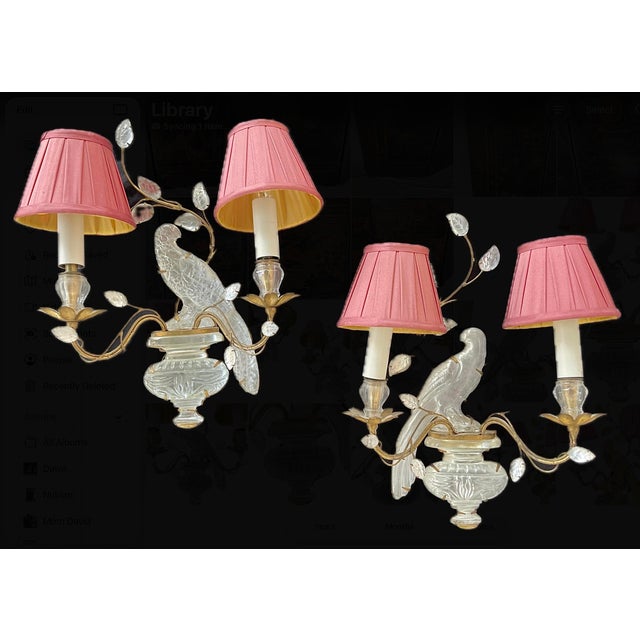 Mid 20th Century French Baguès Style Two-Light "Bird and Foliage" Sconces, a Pair For Sale - Image 11 of 11