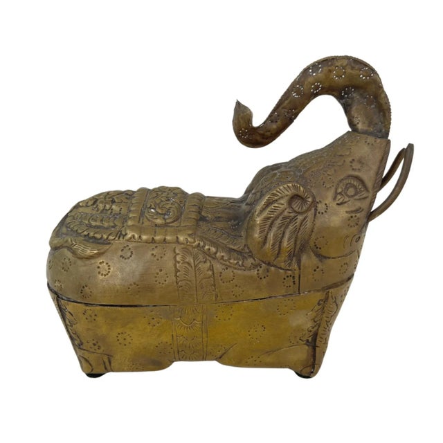 Primitive-Style Brass Elephant Box For Sale In Los Angeles - Image 6 of 6