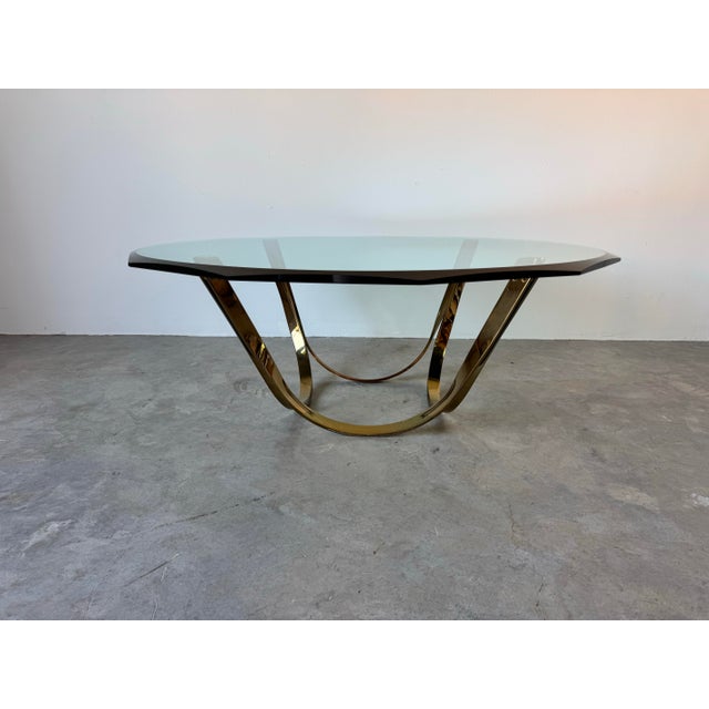 1970s Mid-Century Modern Roger Sprunger for Dunbar Brass and Glass Coffee Table For Sale In Miami - Image 6 of 12