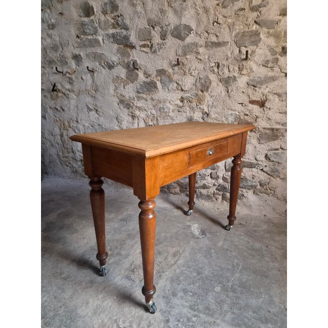 Vintage Beechwood Office Desk with Linoleum Top and Drawer, 1930s For Sale - Image 18 of 18