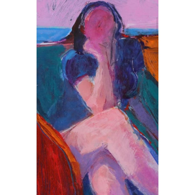 Figurative Late 20th Century Seated Woman Figurative Acrylic Painting — Richard D. Thomas, American, Montana (1939–2019) For Sale - Image 3 of 5