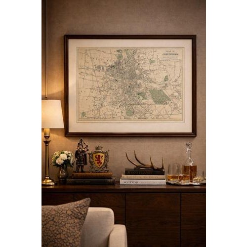 Cheltenham urban plan 1885, bacon’s new large scale ordnance atlas map a finely engraved antique plan of cheltenham,...