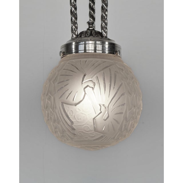Petitot & Muller Freres French Art Deco Pendant Light 1930s - 2 Available For Sale - Image 6 of 13