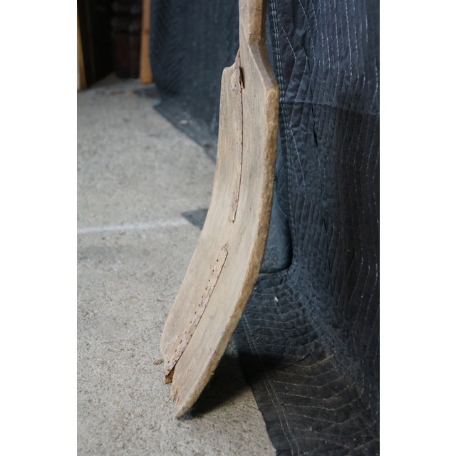 Antique 19th Century Primitive Wooden Farmhouse Grain Malt Shovel 58" For Sale - Image 10 of 16
